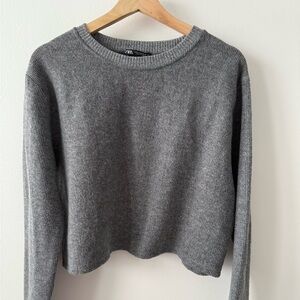 Zara Cropped Crew Neck Sweater